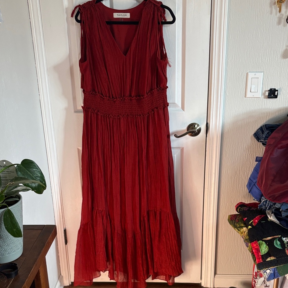 Taylor Deep Rust Red Maxi Dress